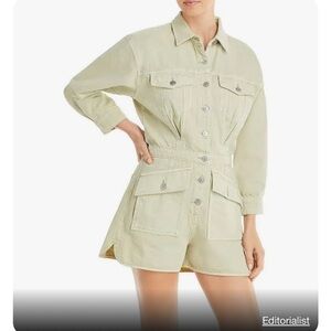 NWOT 7 for all mankind surplus romper in green